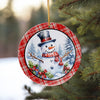 Personalized Snowman Ceramic Ornament - Customizable Holiday Keepsake with Festive Plaid Design - Image 10