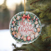 Personalized Merry Christmas Ceramic Ornament – Ocean Inspired Seashell Wreath with Festive Holiday Greeting - Image 10