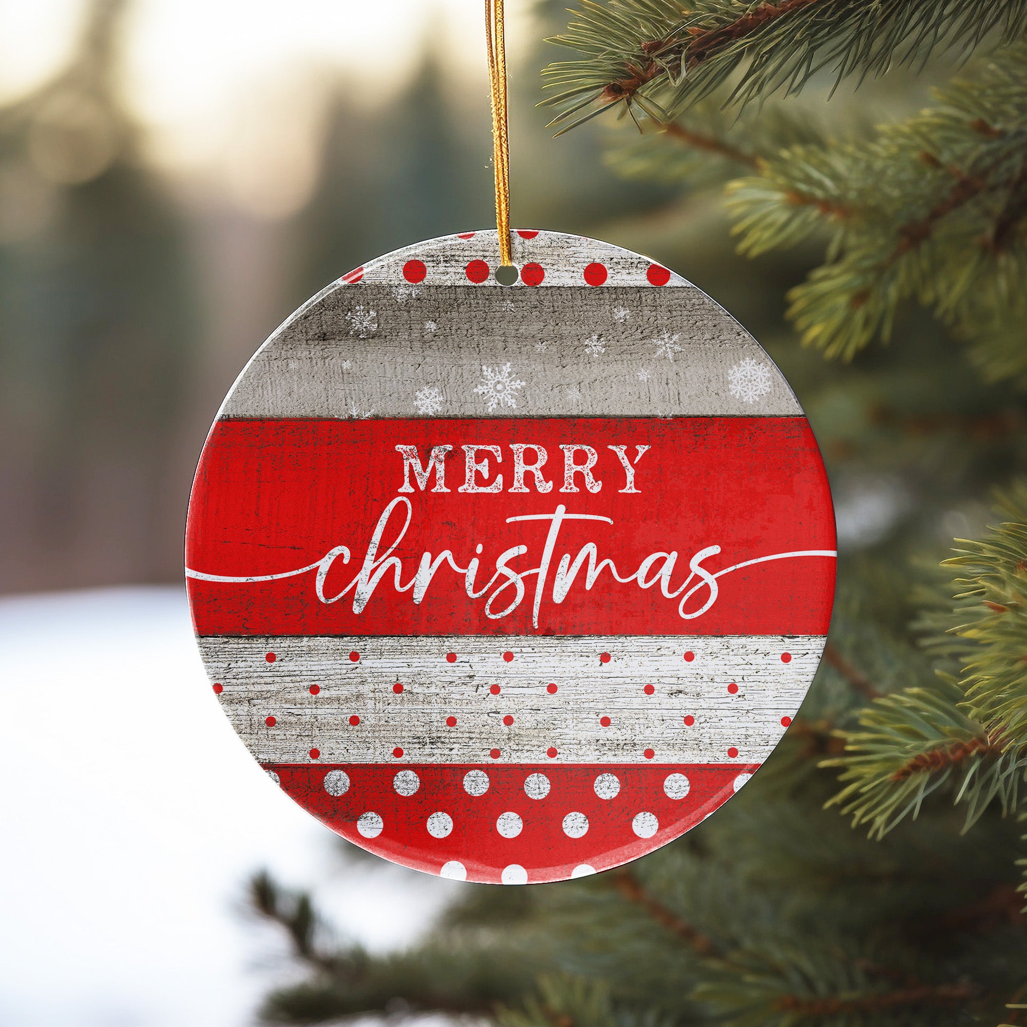 Handcrafted Ceramic Merry Christmas Ornament - Rustic Red & White Personalized Gift for Holiday Cheer - Image 10