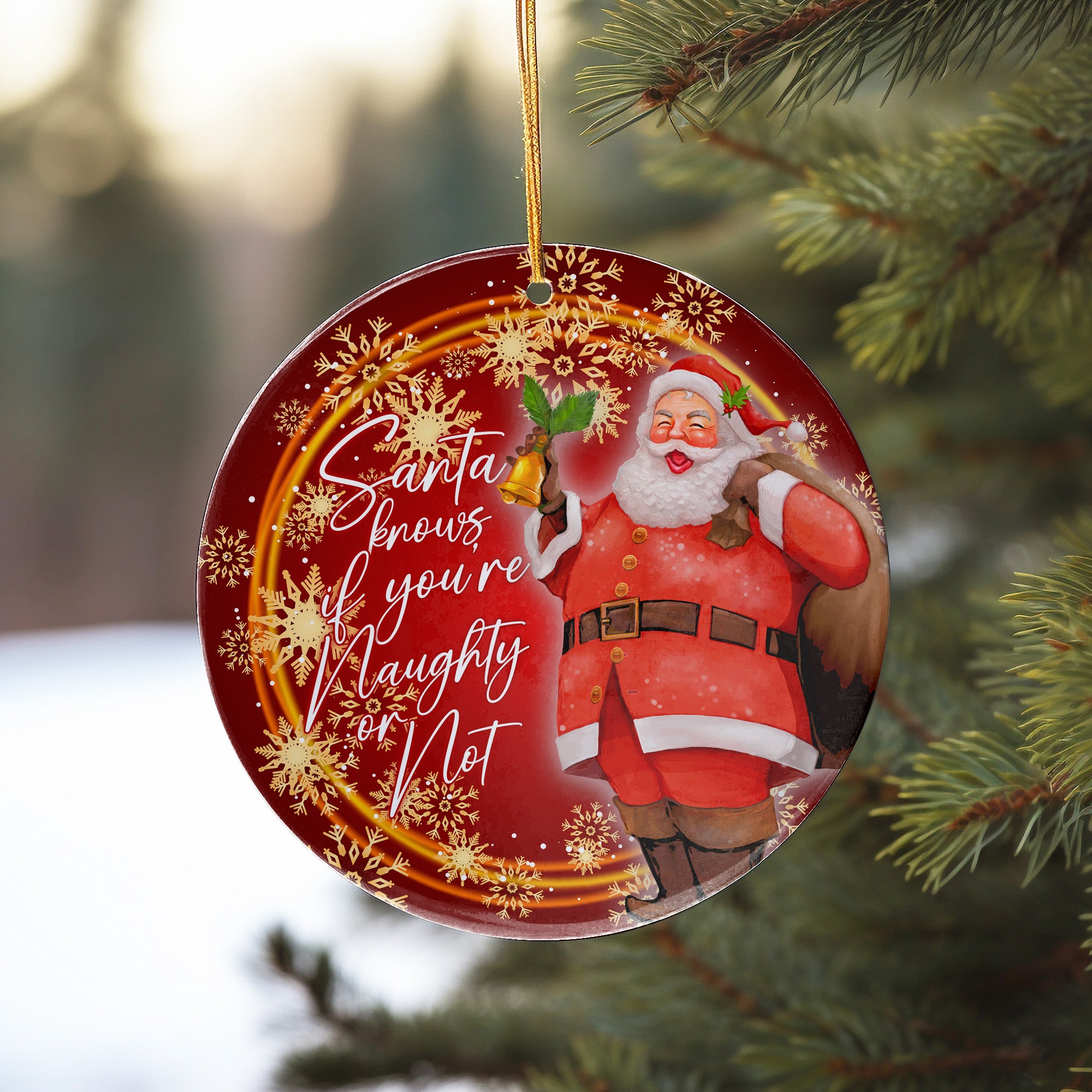 Personalized Christmas Ceramic Ornament - "Santa Knows" Design for a Festive Holiday Touch - Perfect Custom Gift - Image 10
