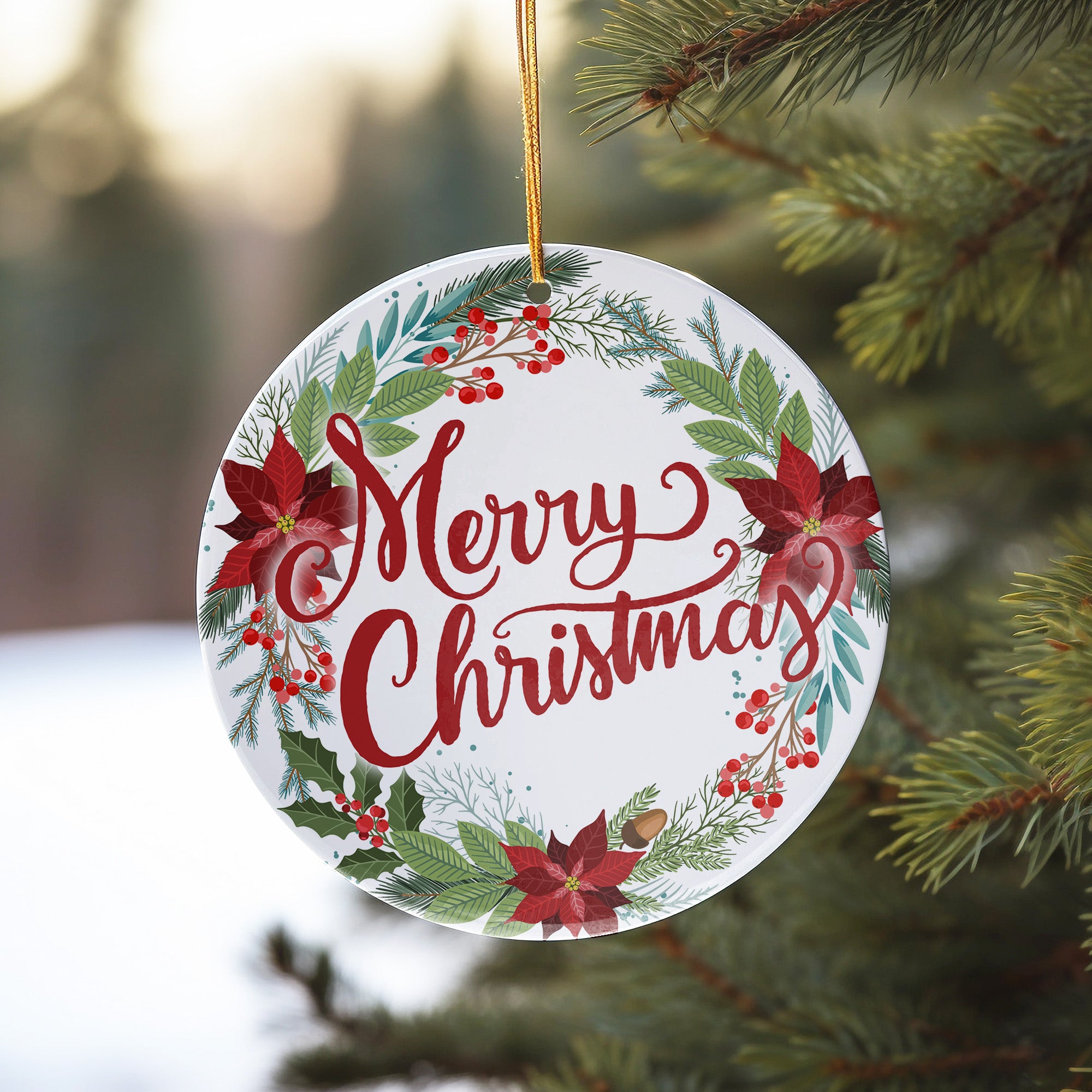 Personalized Merry Christmas Ceramic Ornament with Festive Florals - Perfect Handmade Gift for Loved Ones - Image 10