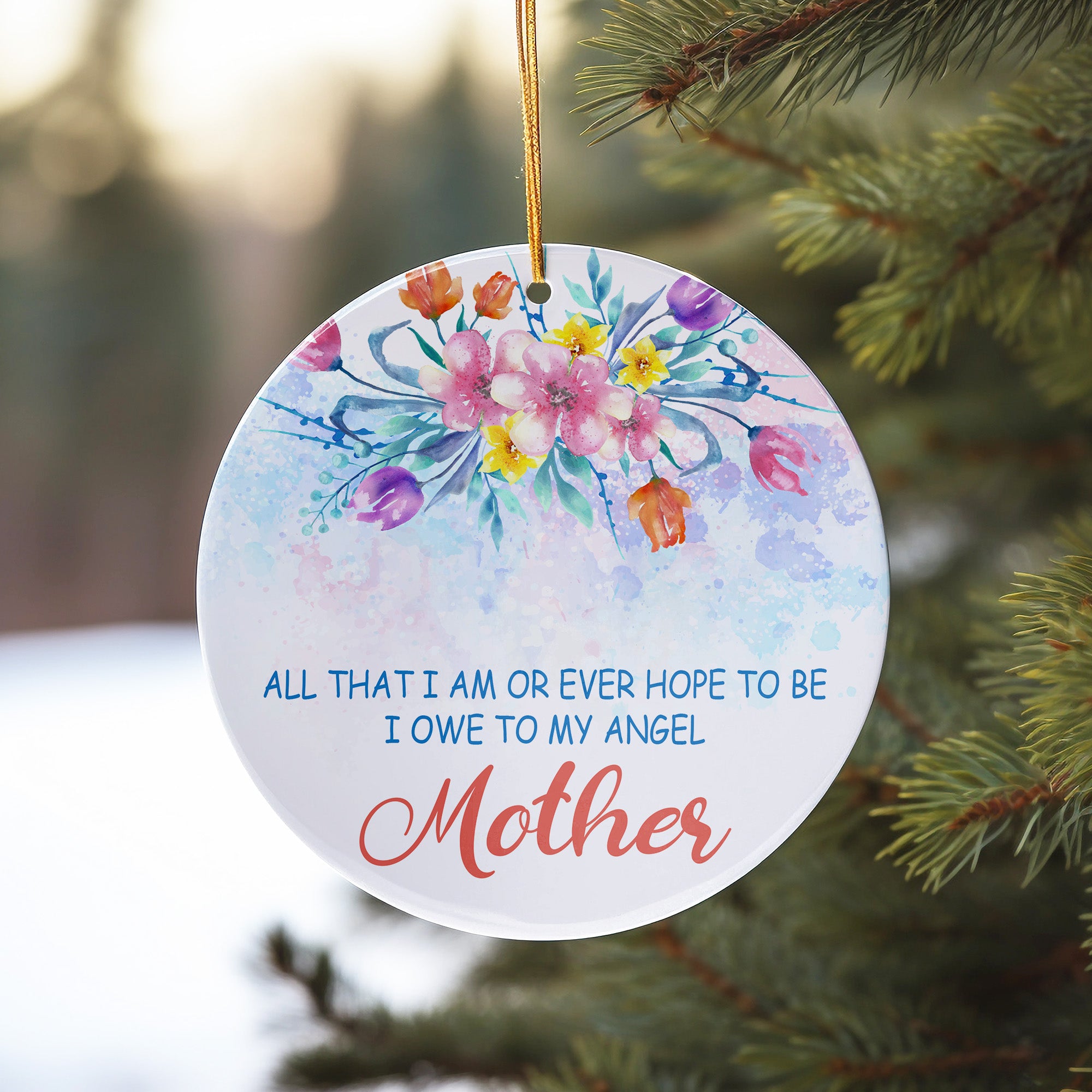 Custom Floral Mother's Day Ceramic Ornament - Personalized Gift for Mom with Inspirational Quote - Image 10