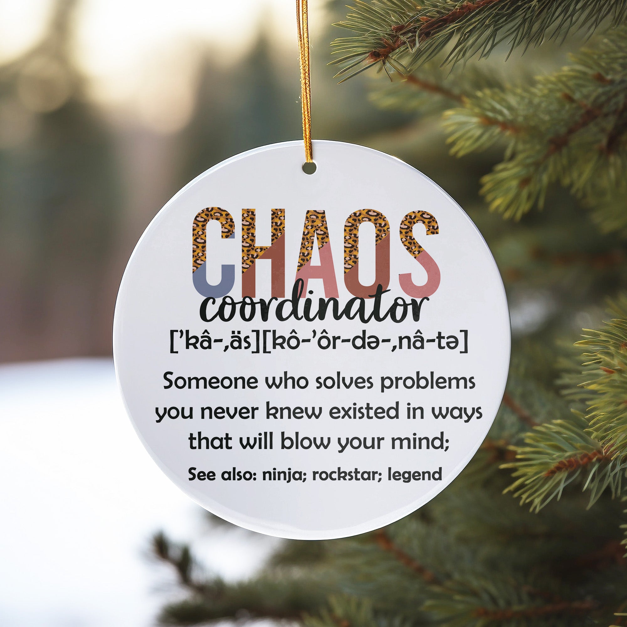 Personalized "Chaos Coordinator" Ceramic Ornament - Unique Gift for Problem Solvers, Handmade with Inspirational Design - Image 10