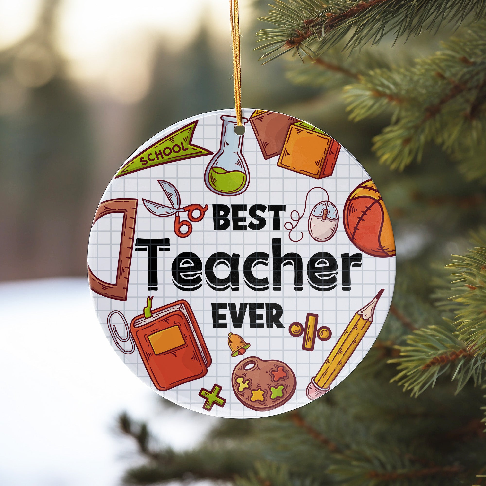 Personalized "Best Teacher Ever" Ceramic Ornament - Handcrafted Appreciation Gift for Educators, Ideal for Teacher's Day or Graduation - Image 10
