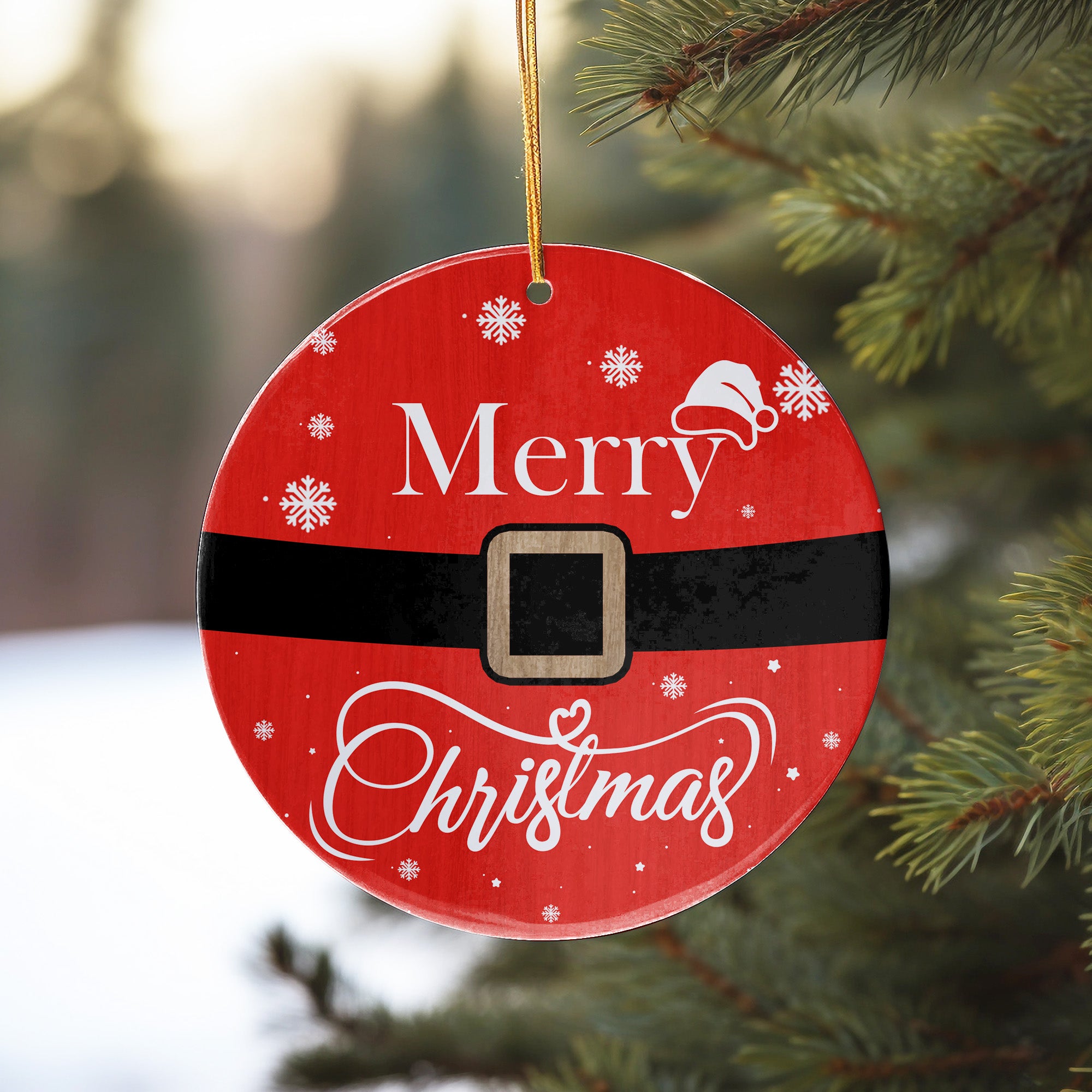 Personalized Santa Belt Ceramic Christmas Ornament – Handcrafted Holiday Décor Gift with Customizable Options for Family and Friends - Image 10