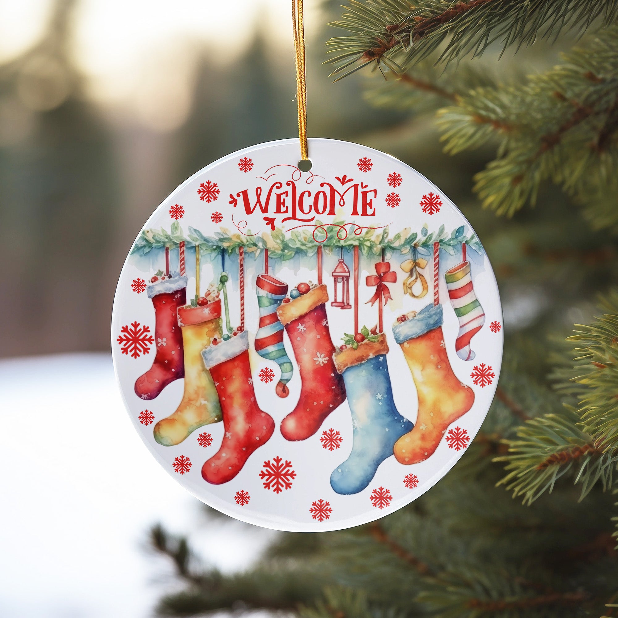 Personalized Ceramic Christmas Ornament with Colorful Stockings Design - Perfect Handmade Holiday Gift - Image 10