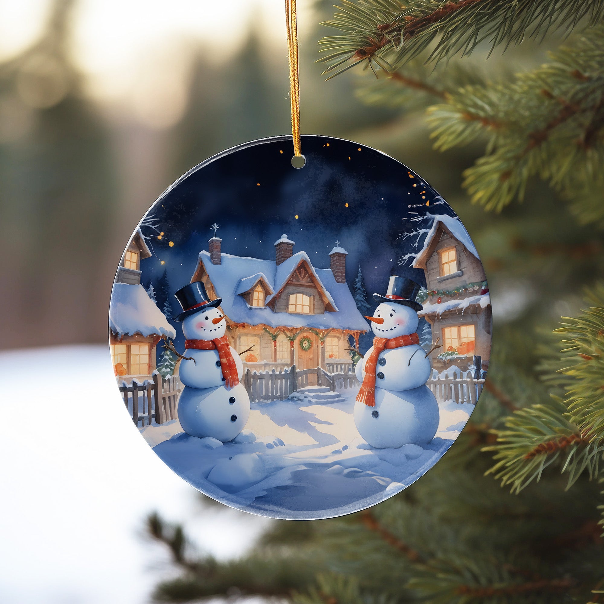 Personalized Snowman Ceramic Ornament - Handcrafted Winter Scene, Perfect Christmas Gift with Customization Options - Image 10