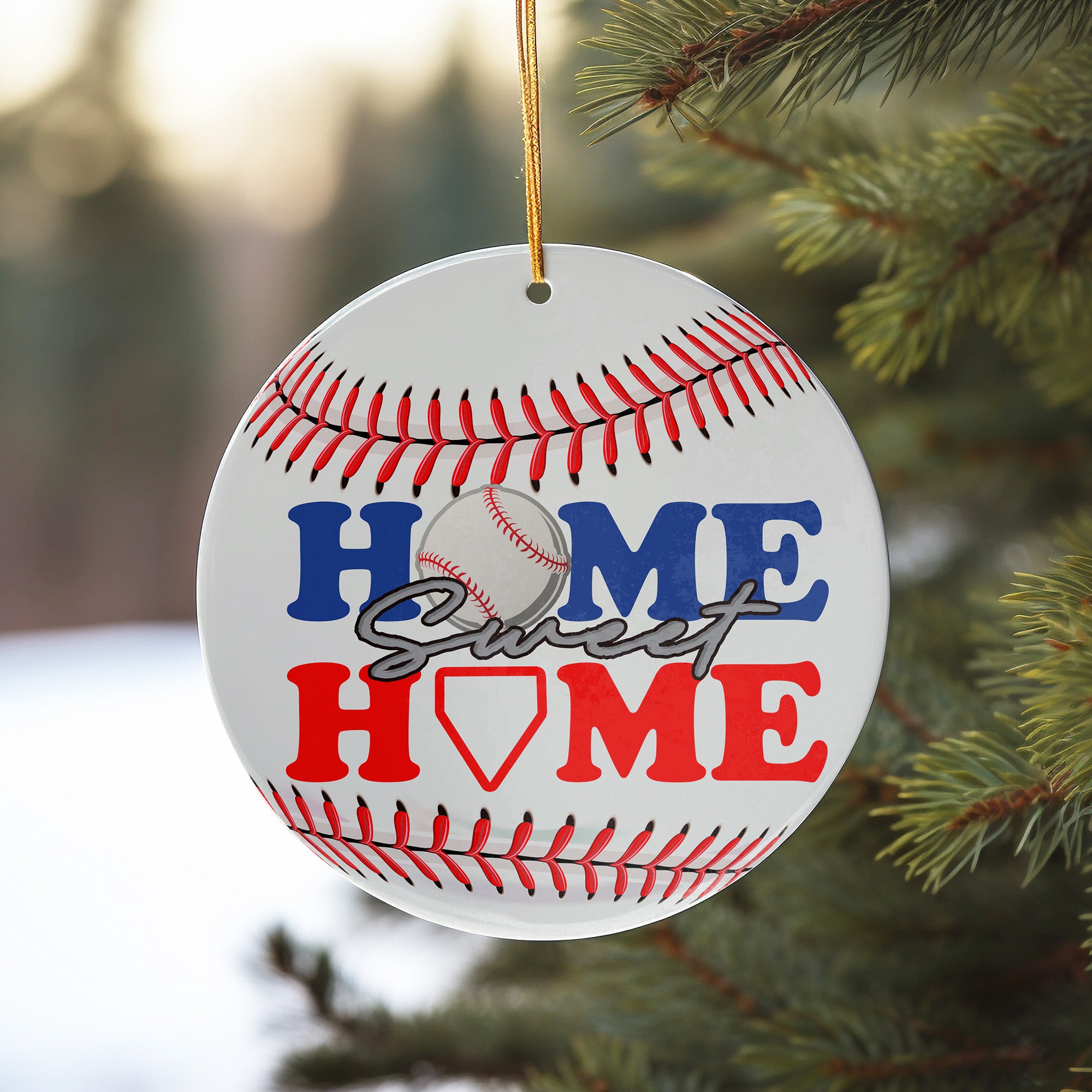 Personalized "Home Sweet Home" Baseball Ceramic Ornament – Perfect for Sports Enthusiasts and Gift Giving - Image 10