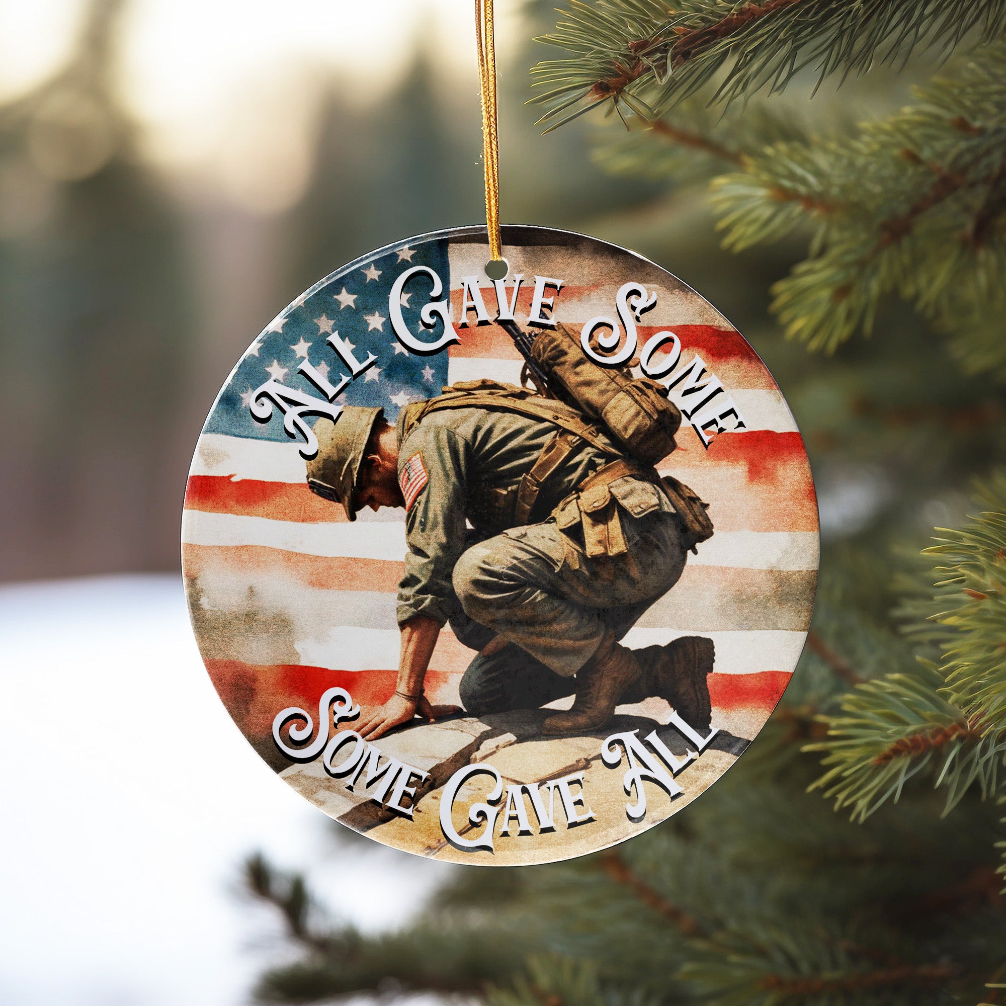 Personalized Military Tribute Ceramic Ornament - "All Gave Some, Some Gave All" Keepsake with American Flag Design - Image 10