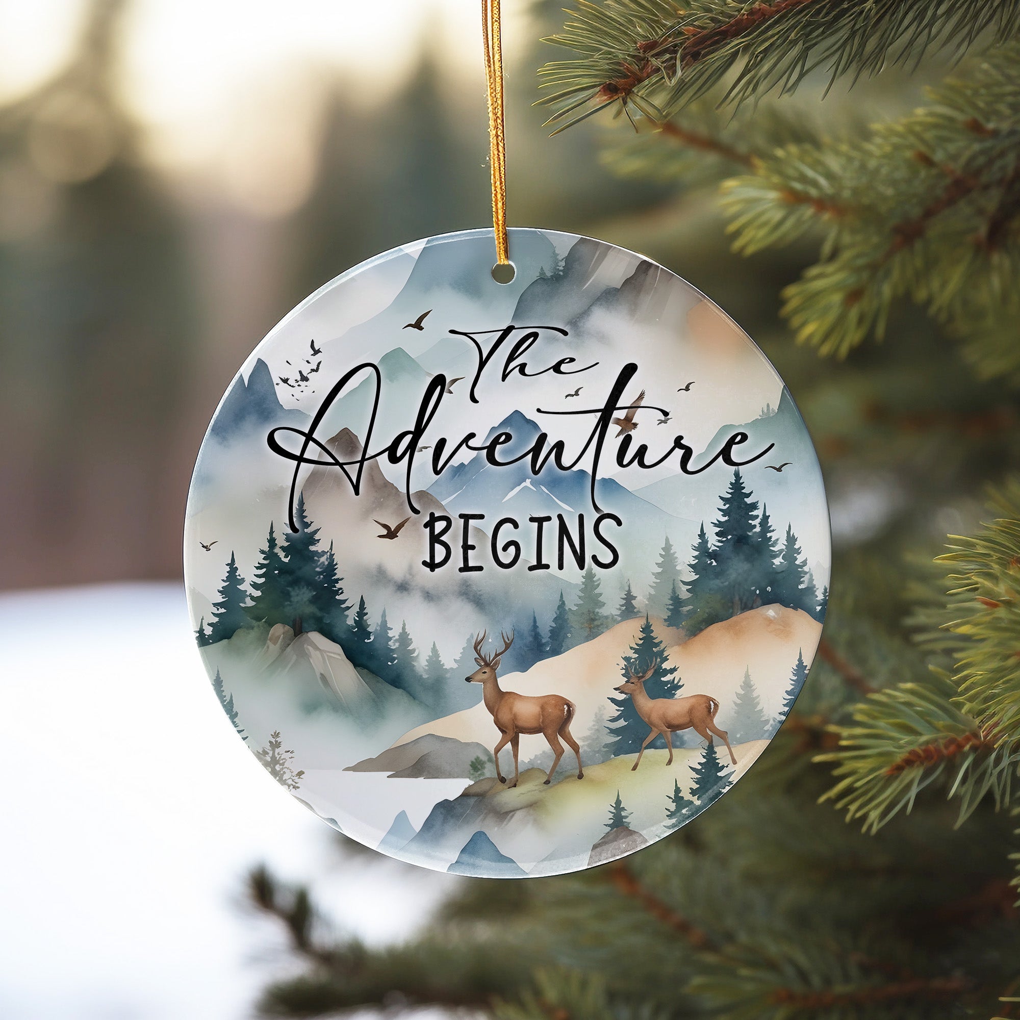 Personalized Ceramic Ornament - "The Adventure Begins" - Handcrafted Keepsake Gift for Nature Lovers - Image 10