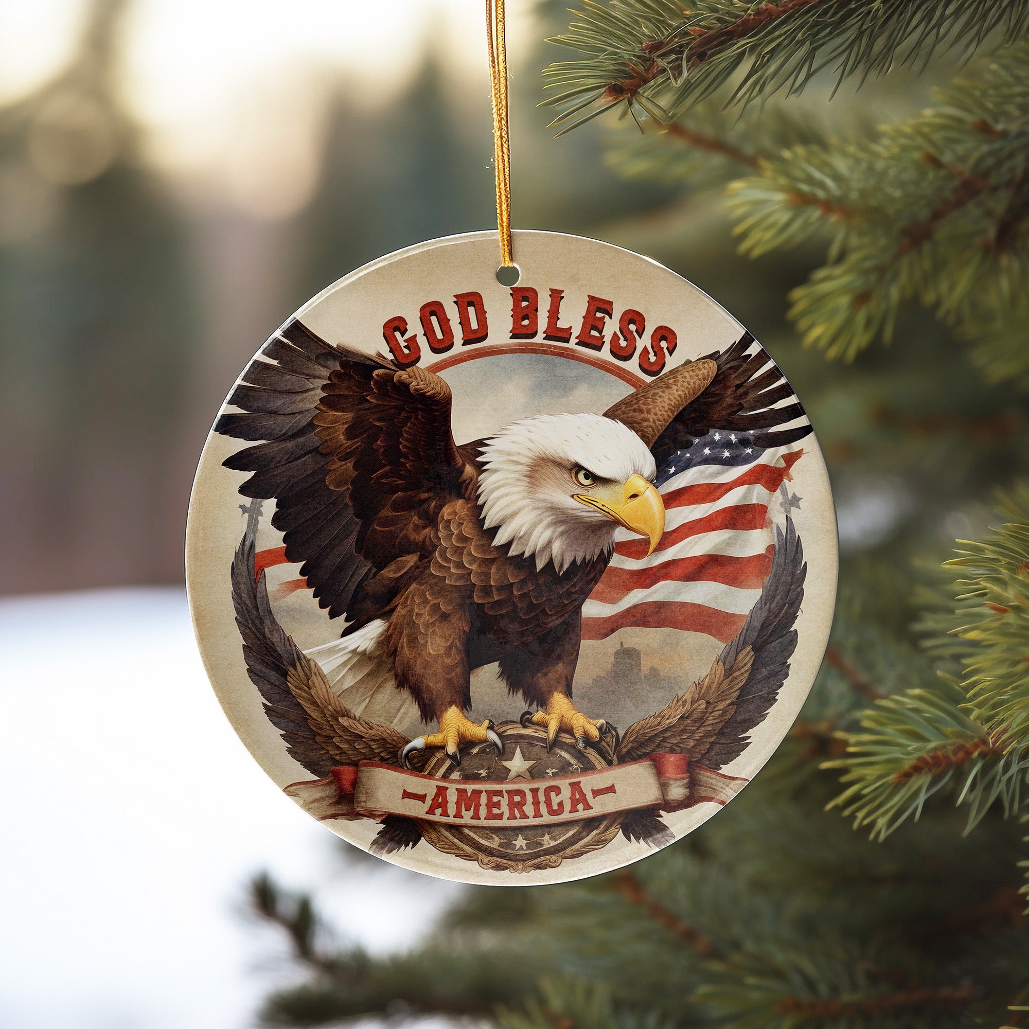 Personalized Patriotic Eagle Ceramic Ornament - Handmade American Flag Home Decor for Special Occasions - Image 10