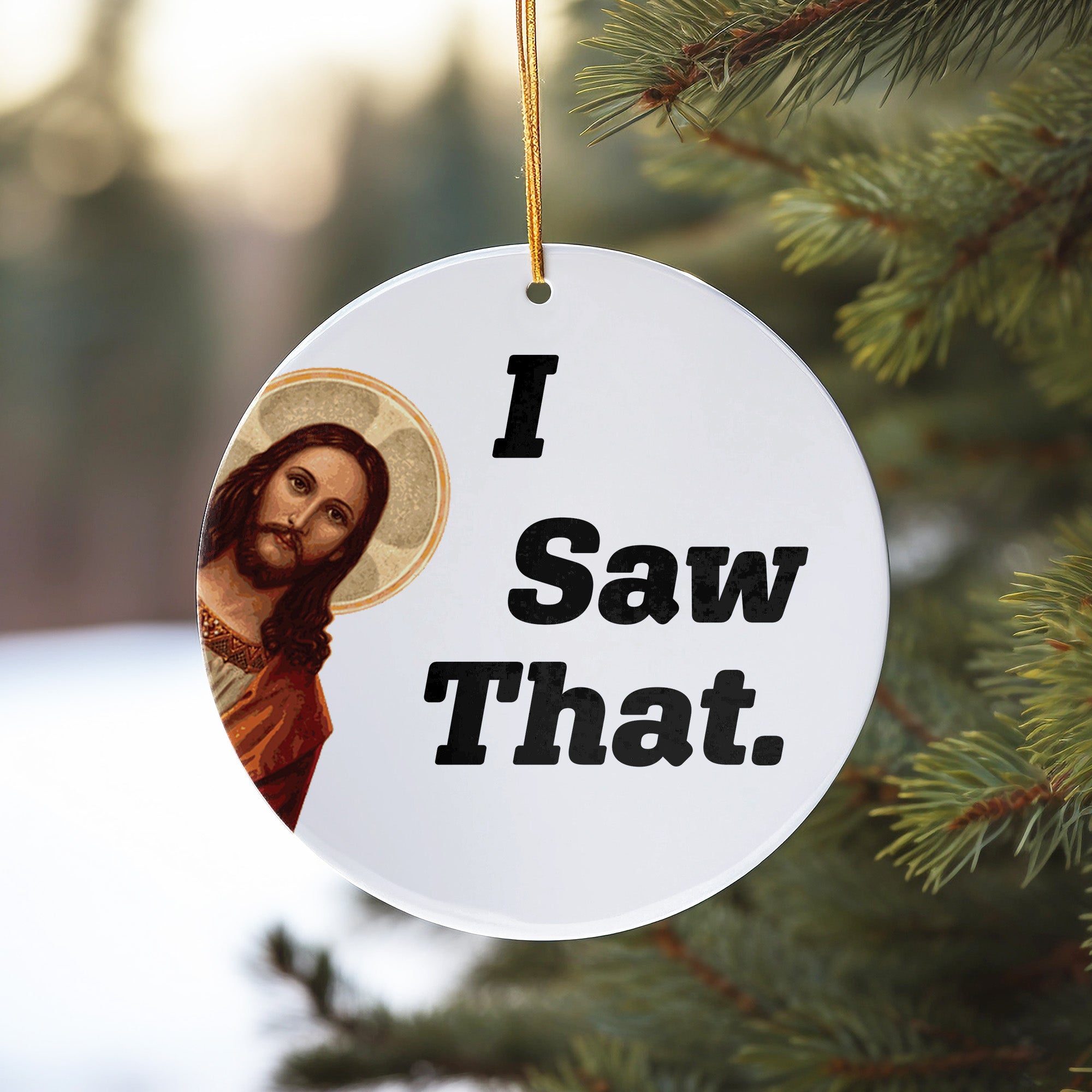 Personalized "I Saw That" Ceramic Ornament – Handcrafted Holiday Decor with Custom Engraving - Image 10