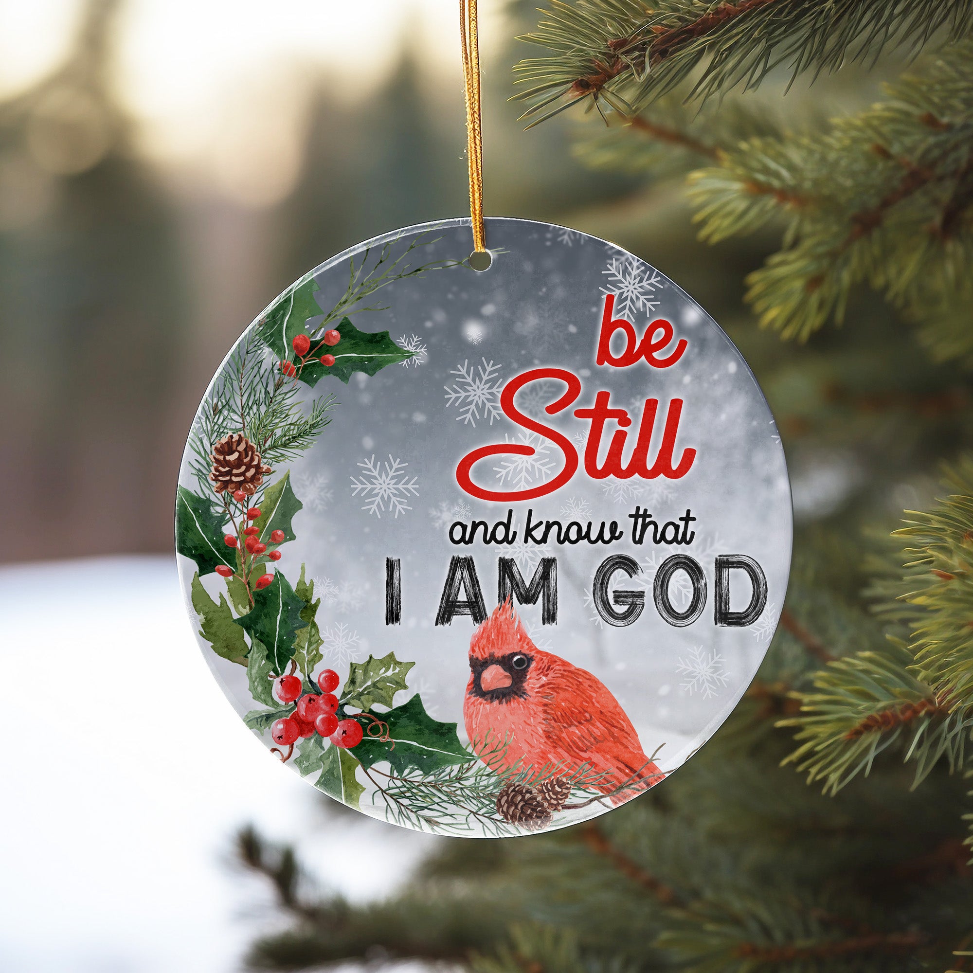 Personalized Ceramic Ornament with Holiday Cardinal - "Be Still and Know" - Perfect Christmas Decoration and Gift - Image 10