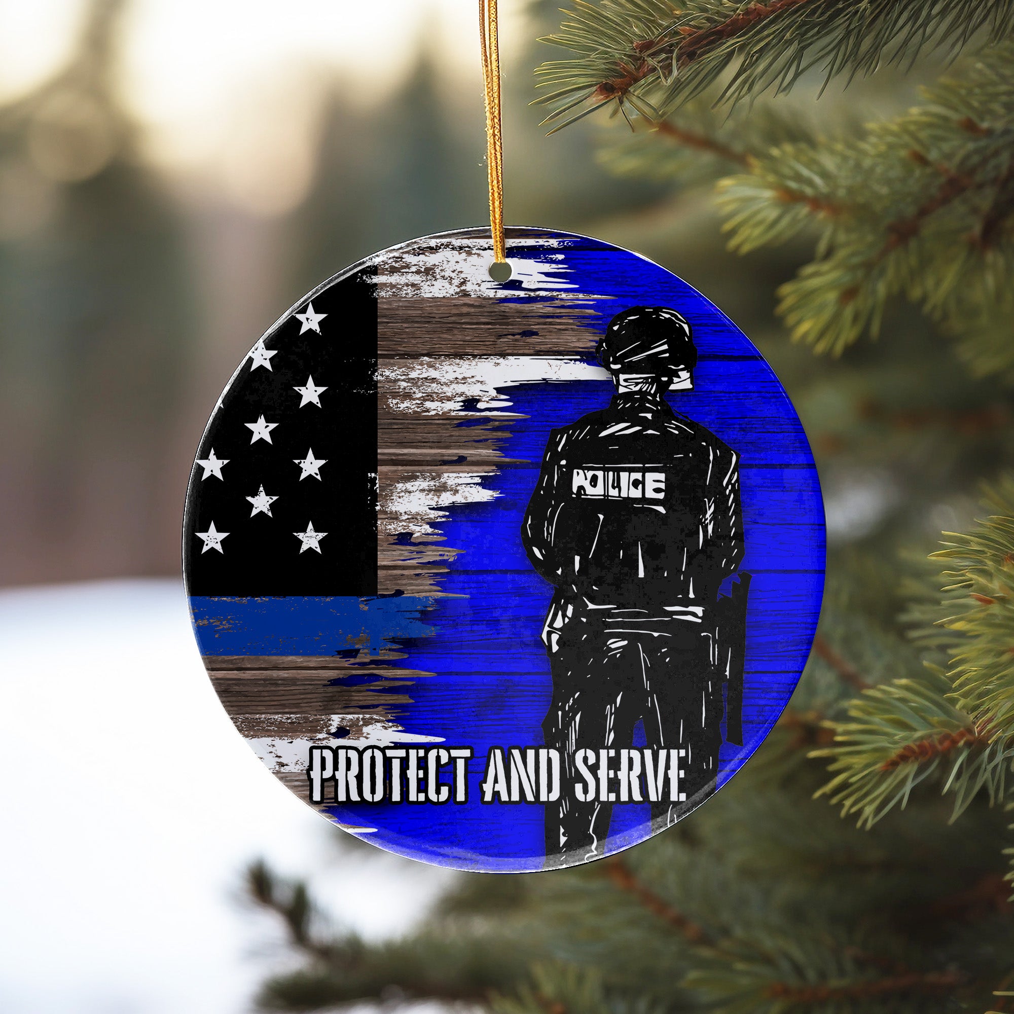 Personalized Police Officer Ceramic Ornament - Handmade Thin Blue Line Decor with Custom Text for Honor and Appreciation - Image 10