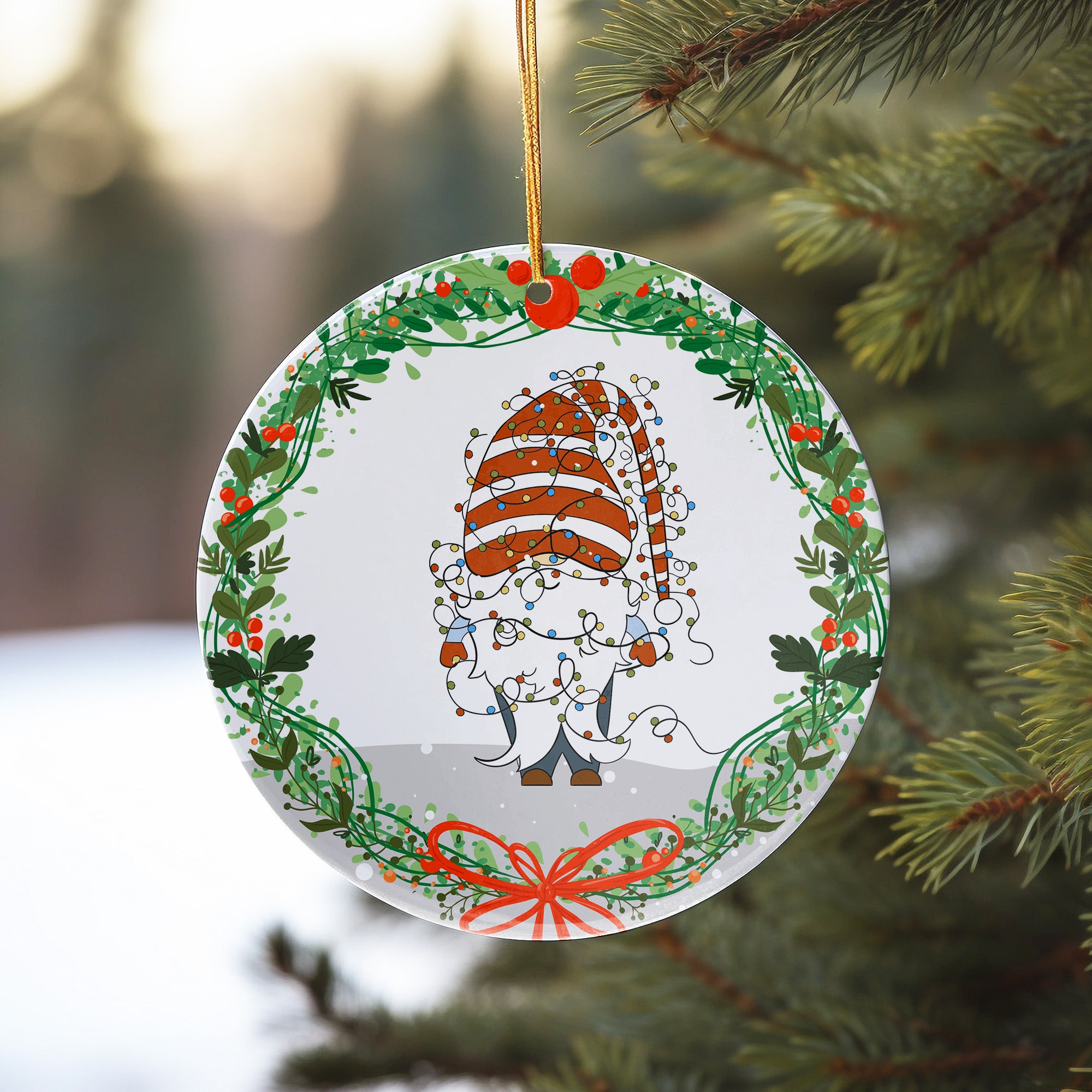 Personalized Holiday Gnome Ceramic Ornament - Customizable Christmas Keepsake for Festive Cheer - Image 10