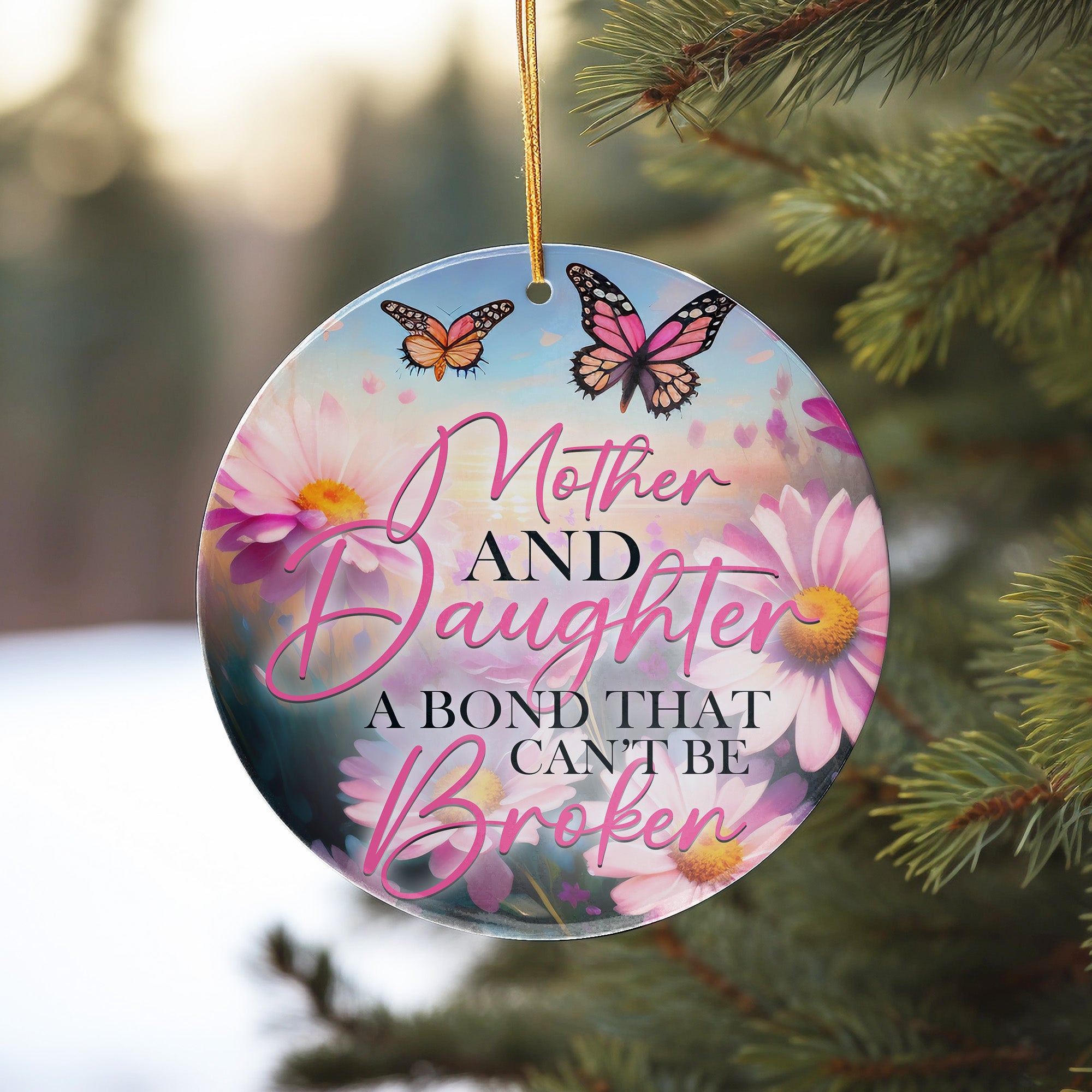 Personalized Mother and Daughter Ceramic Ornament – Handcrafted Floral Design with Heartfelt Message for Unbreakable Bonds - Image 10