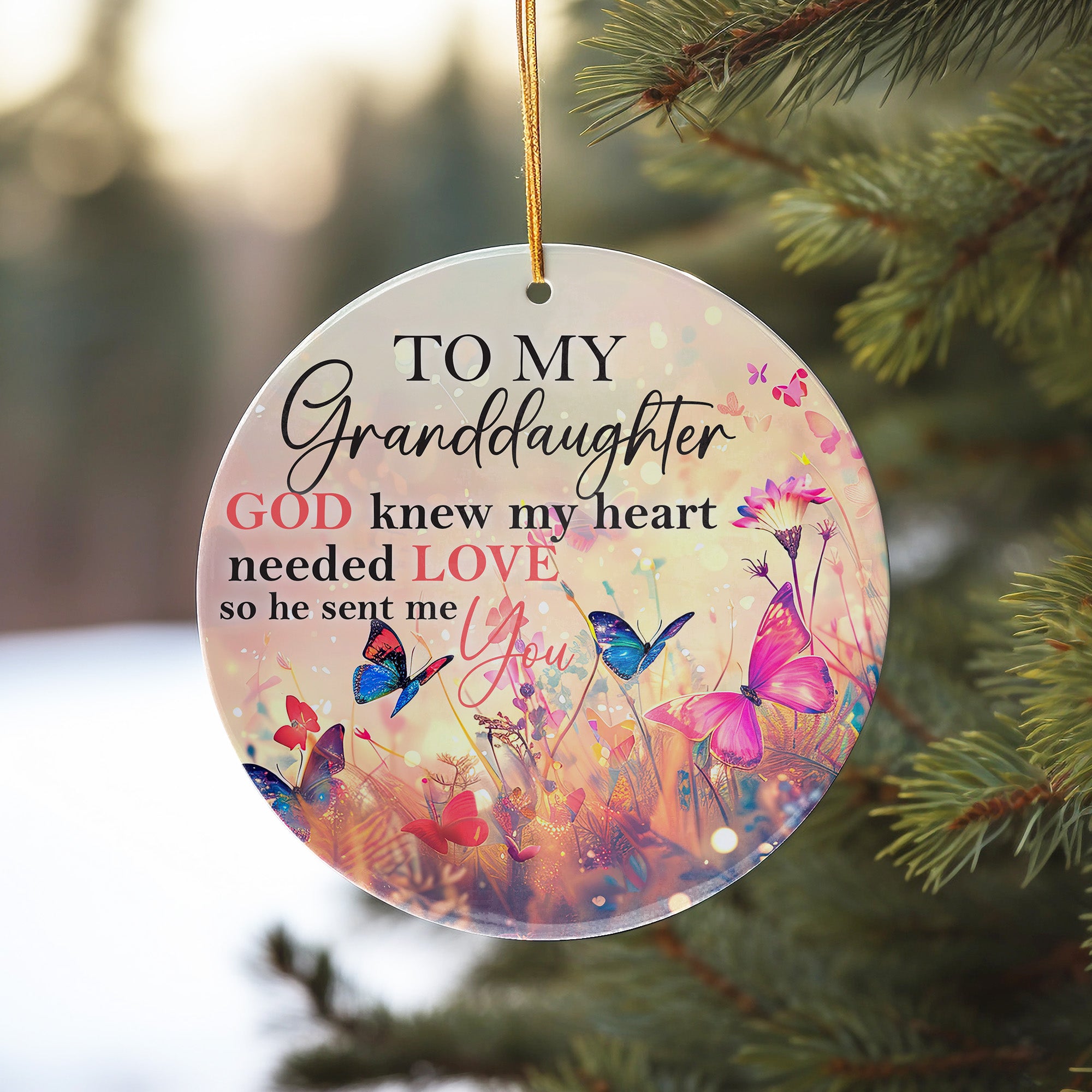 Personalized Ceramic Ornament for Granddaughters - Heartfelt Gift with Butterflies and Floral Design - Image 10