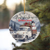 Personalized First Christmas 2024 Retirement Ceramic Ornament – Handcrafted Keepsake with Vintage Truck and Snowman Design - Image 10