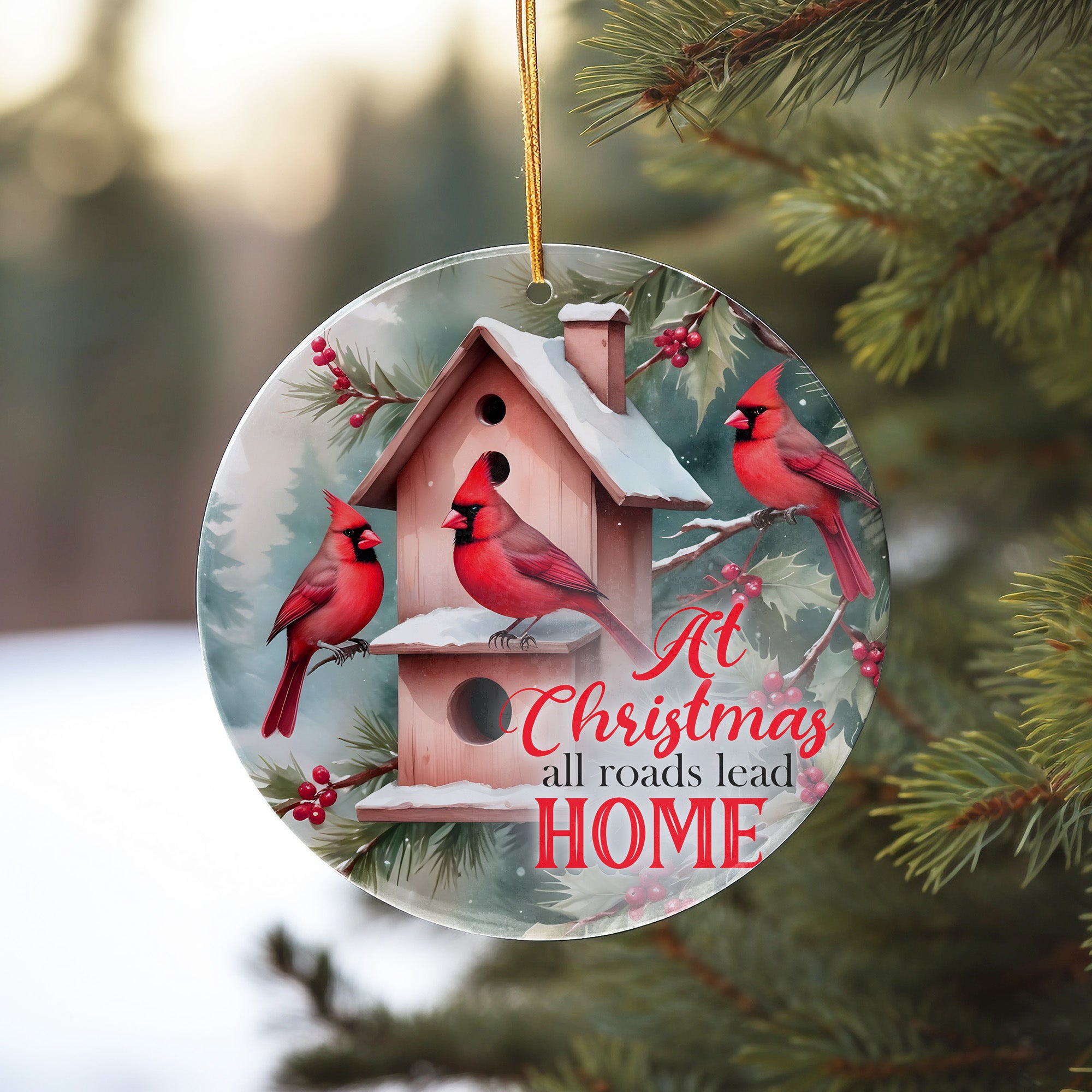 Personalized Christmas Ceramic Ornament with Cardinals - Handcrafted Holiday Décor and Gift Keepsake - Image 10