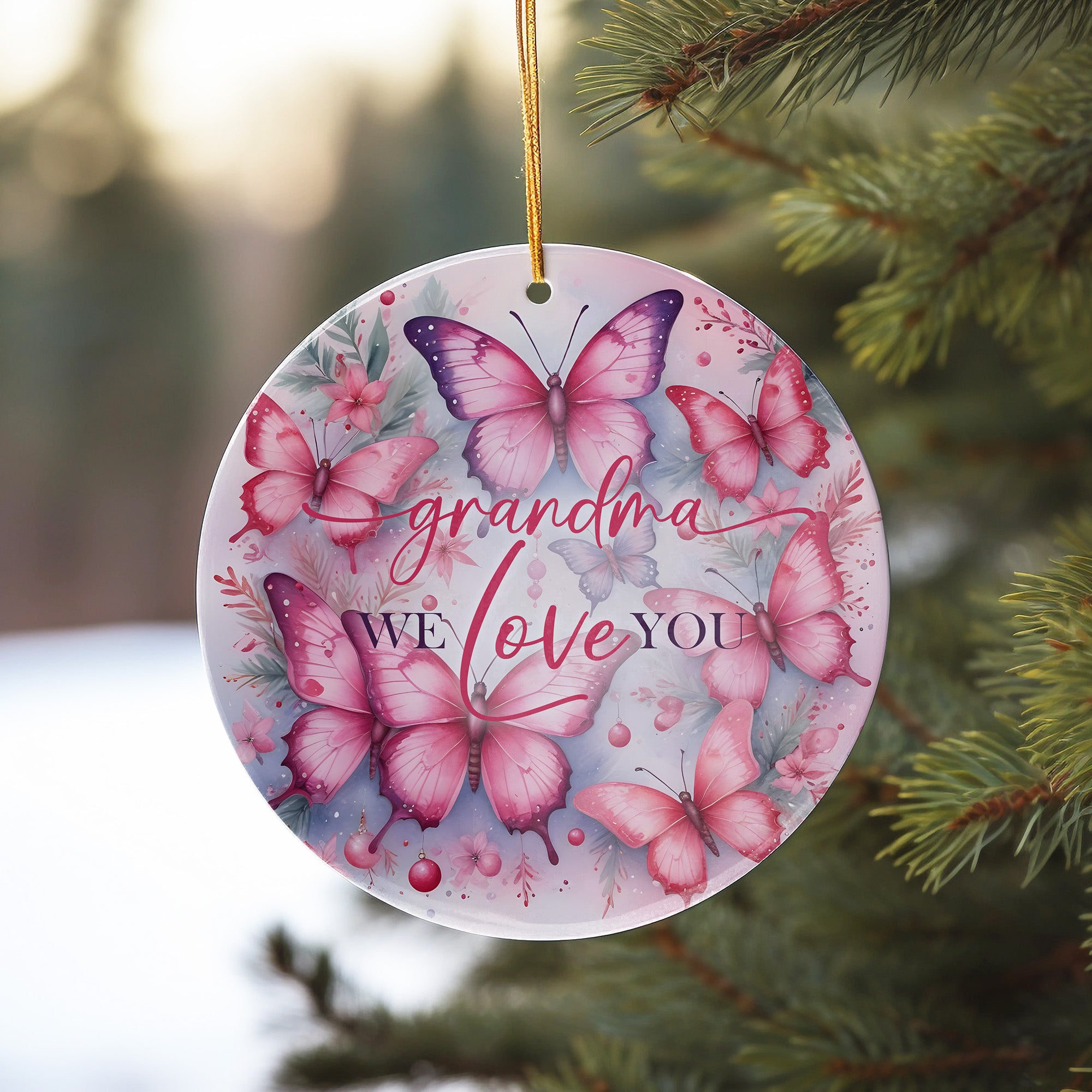 Personalized "Grandma, We Love You" Ceramic Ornament - Handcrafted Butterfly Design for Lasting Memories and Heartfelt Gift-Giving - Image 10