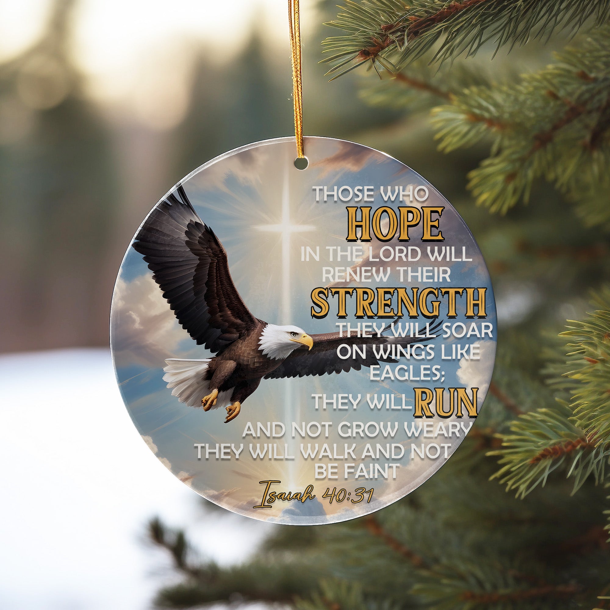 Personalized Eagle Faith Ceramic Ornament – Inspirational Isaiah 40:31 Decor, Perfect for Uplifting Gifts - Image 10