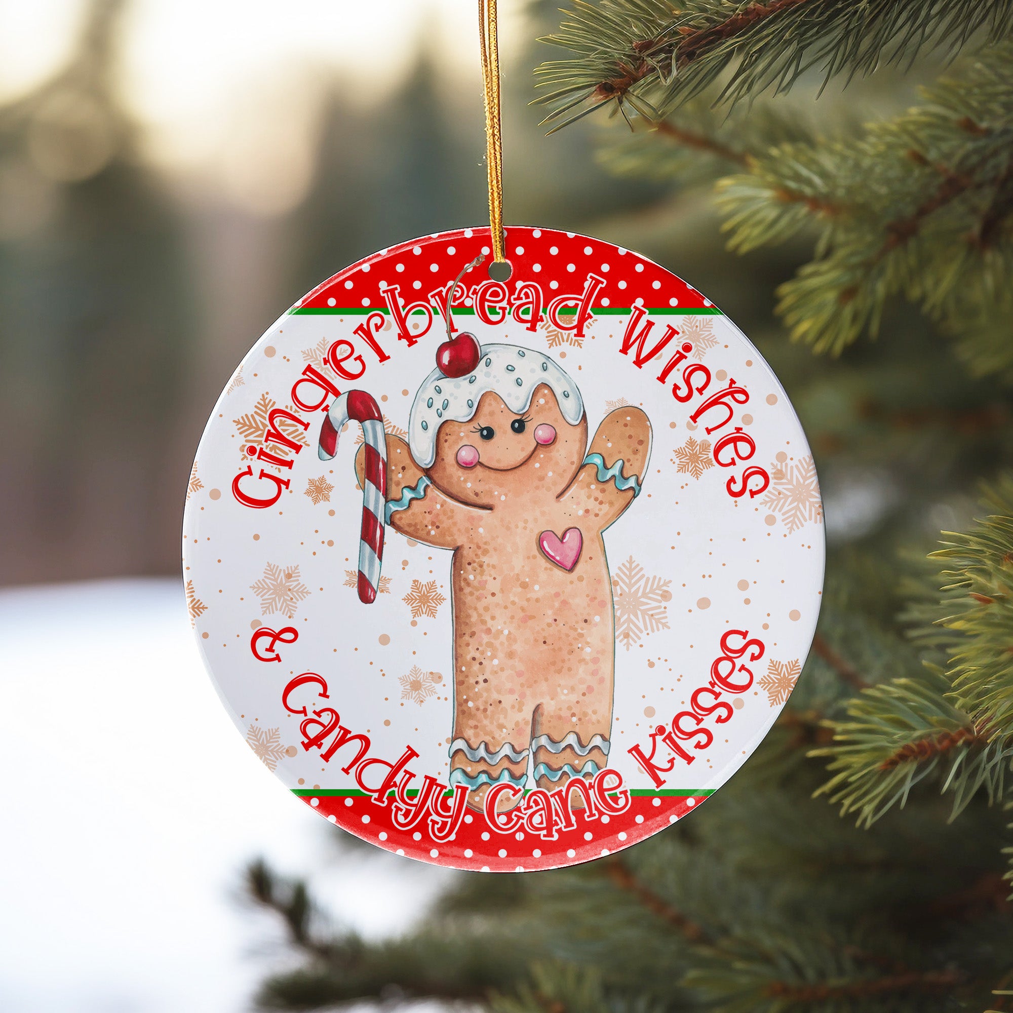 Personalized "Gingerbread Wishes & Candy Cane Kisses" Ceramic Ornament - Handmade Holiday Keepsake - Image 10