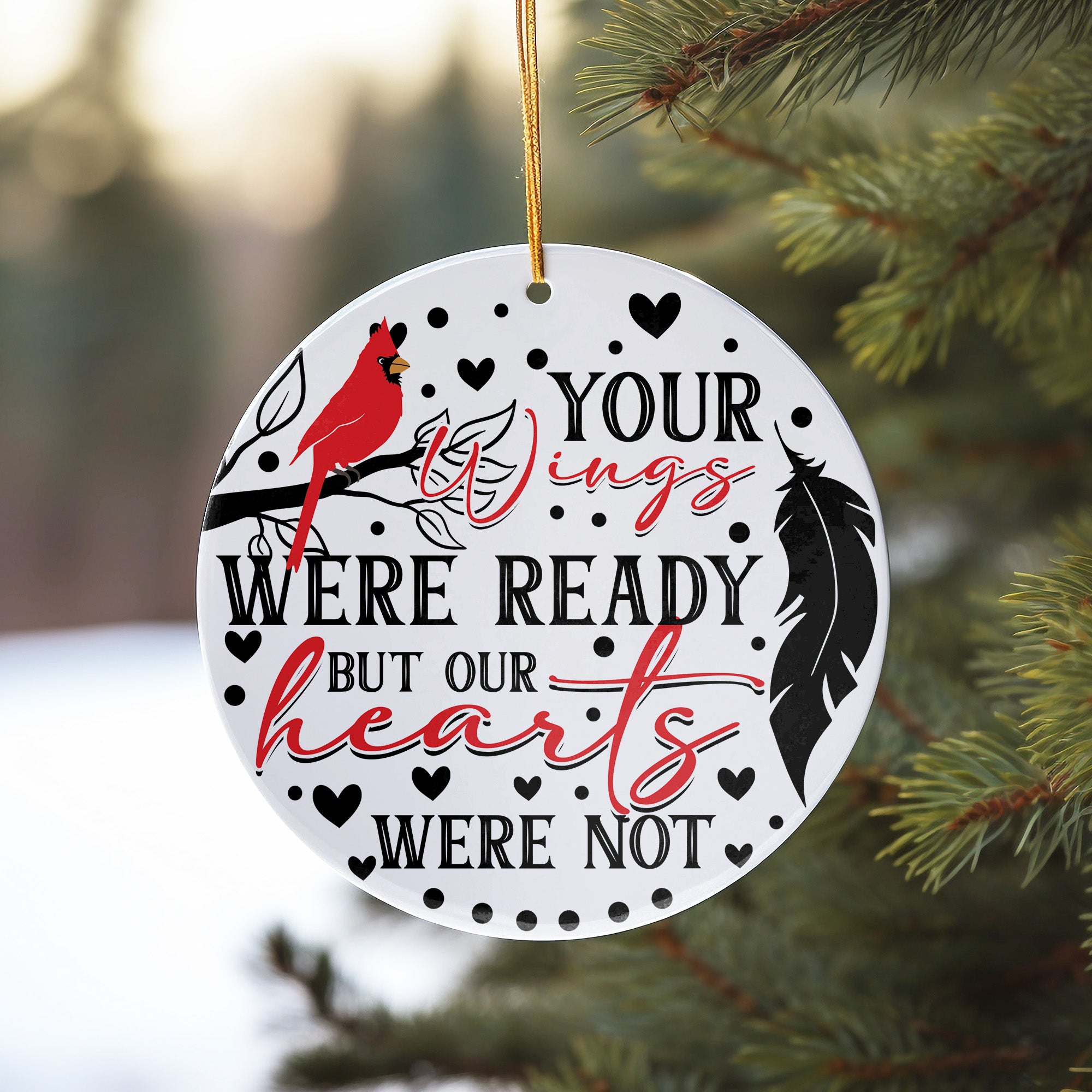 Personalized Memorial Ceramic Ornament with Cardinal and Feather Design – Heartfelt Keepsake for Loved Ones - Image 10