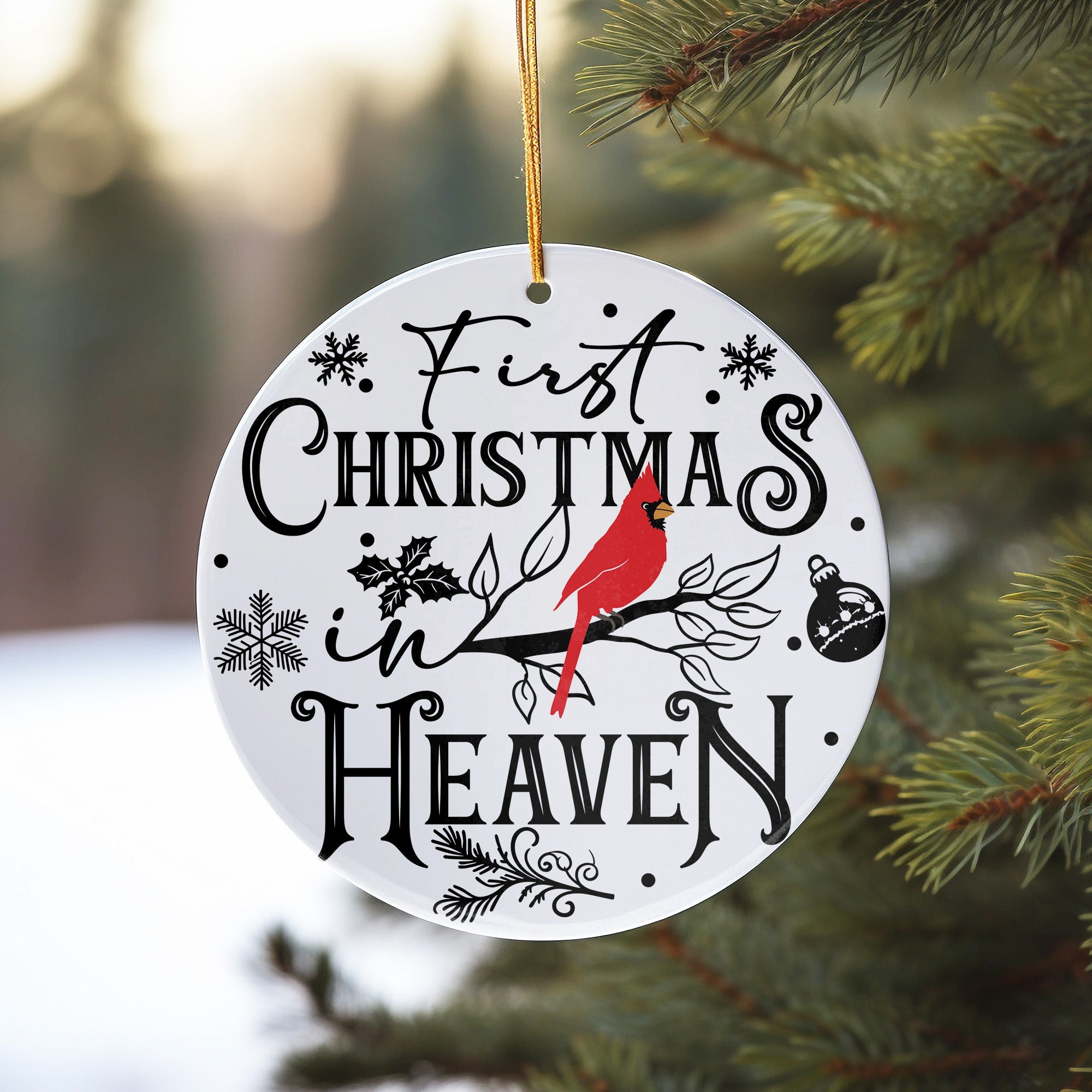 Personalized "First Christmas in Heaven" Ceramic Ornament with Cardinal Design - Thoughtful Memorial Gift - Image 10