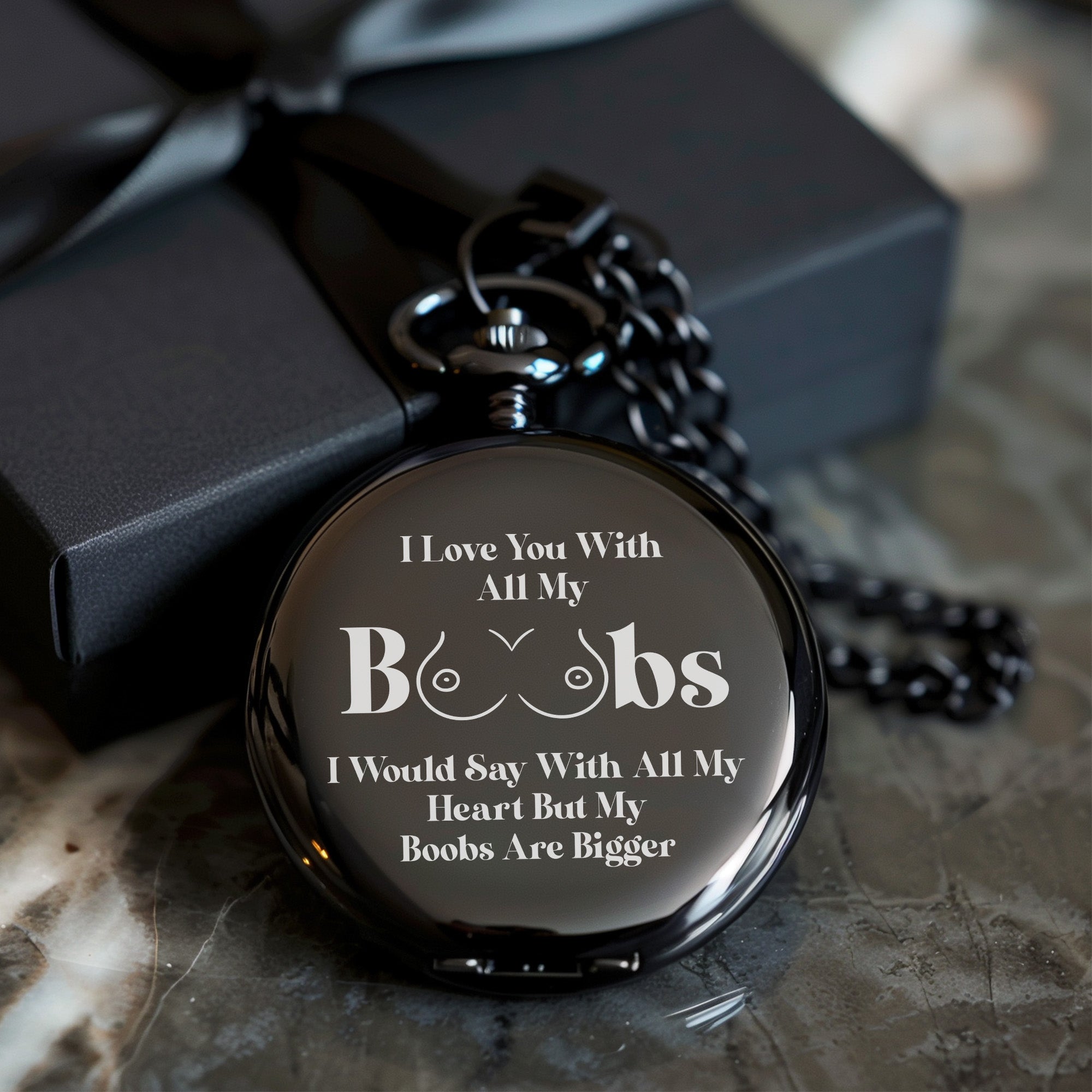 Personalized Engraved Pocket Watch with Humorous Message – Perfect Gift for Wife, Girlfriend, or Best Friend - Image 10