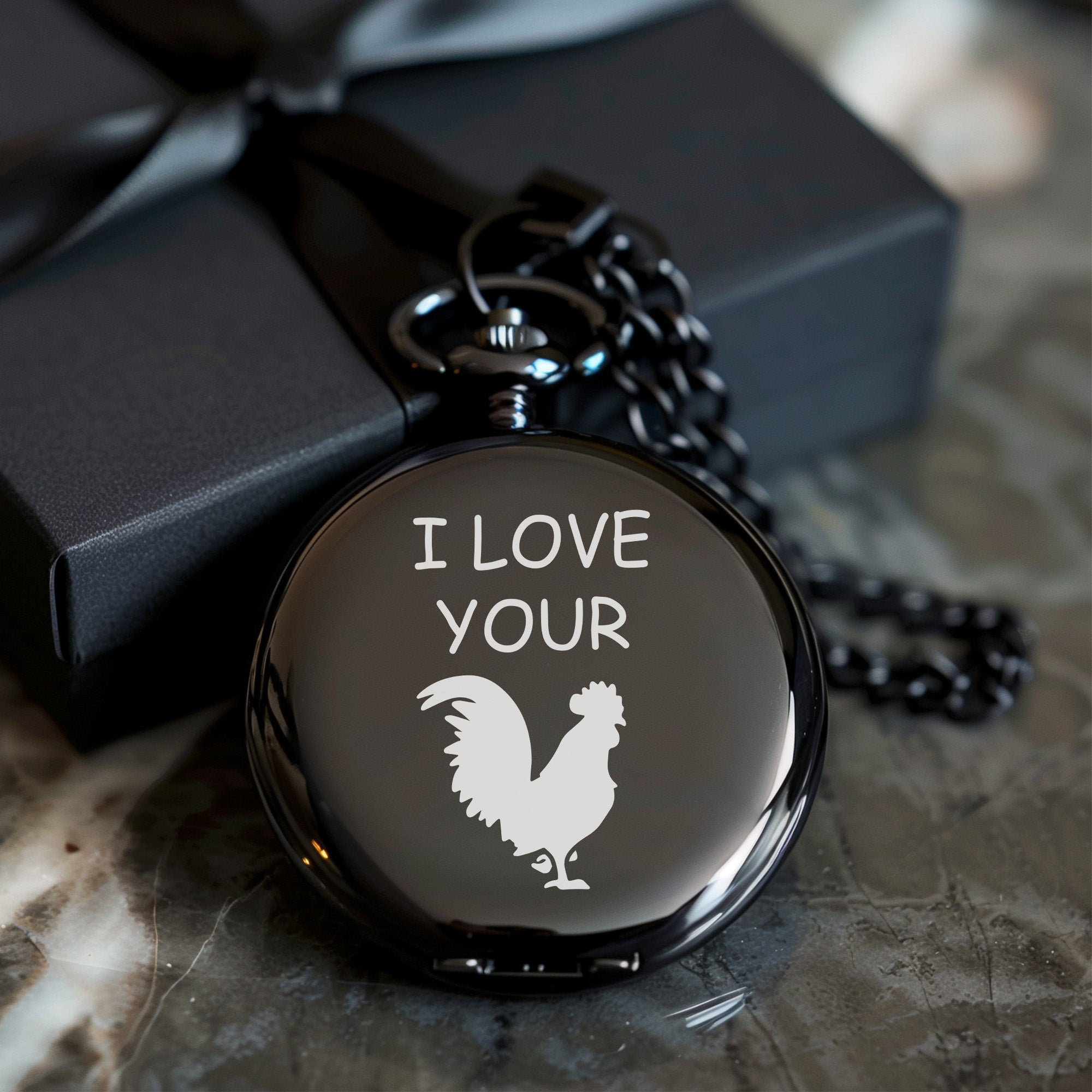 Personalized Pocket Watch - "I Love Your" Design with Silhouette Art - Perfect Custom Gift for Special Occasions - Image 10