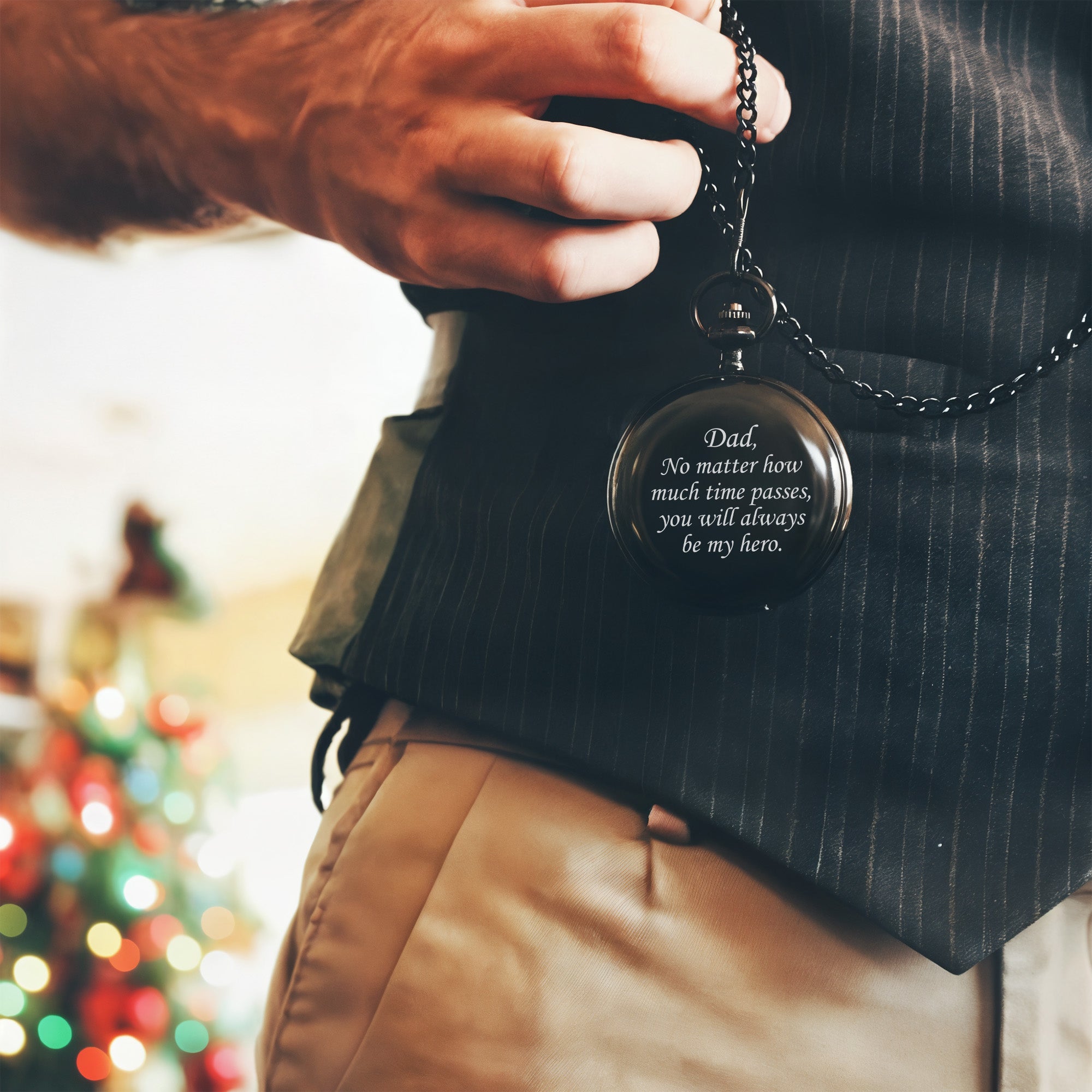 Personalized Engraved Pocket Watch for Dad - Timeless Hero Tribute with Custom Message - Image 11
