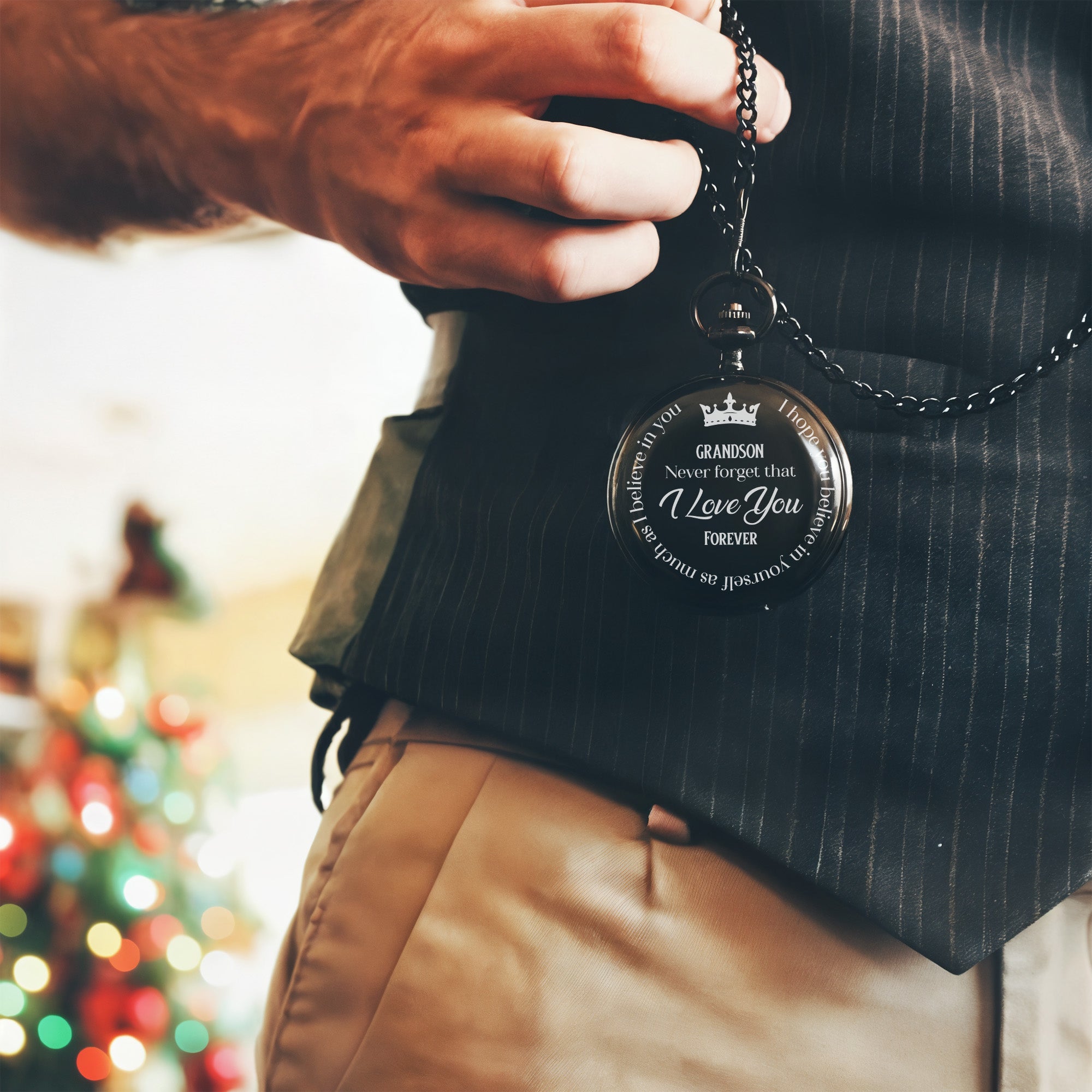 Personalized Engraved Pocket Watch for Grandson - Timeless Keepsake with Loving Message and Durable Craftsmanship - Image 11