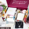 Granddaughter high school graduation gift; silver graduation necklace with personalized message card and spa gift graduation box option