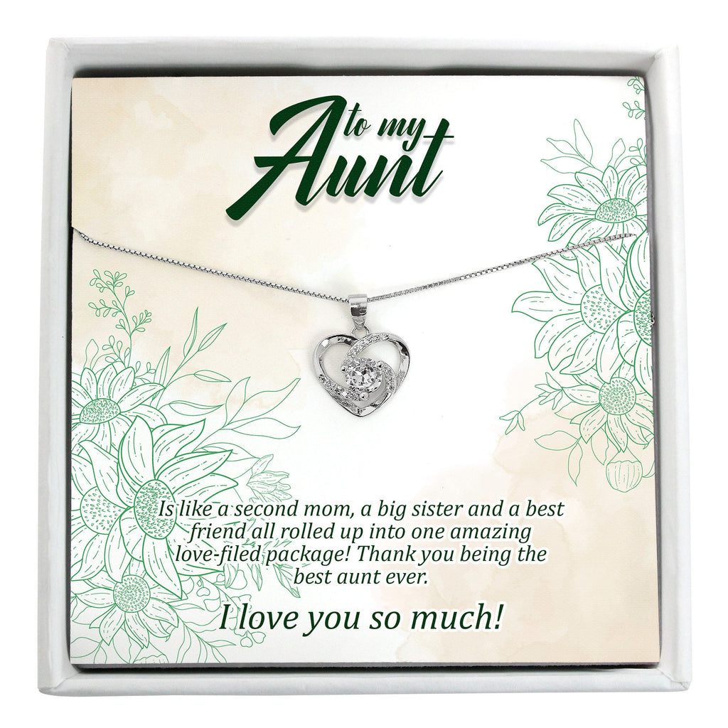 Aunt gift box, sterling silver pendant necklace and personalized message card; mother's day gift for long distant aunt or great aunt