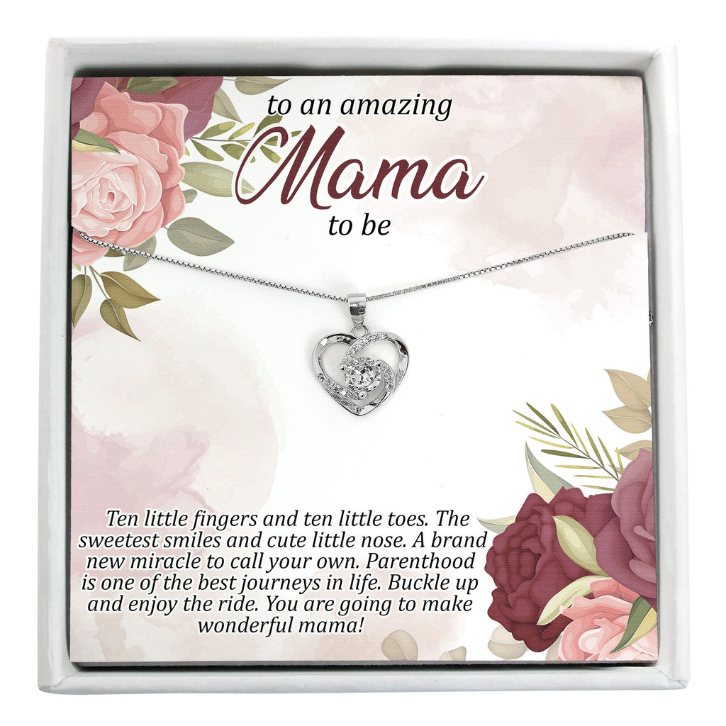 Mama to be gift box, sterling silver pendant necklace and personalized message card; the perfect mother's day pregnancy gift for mom to be