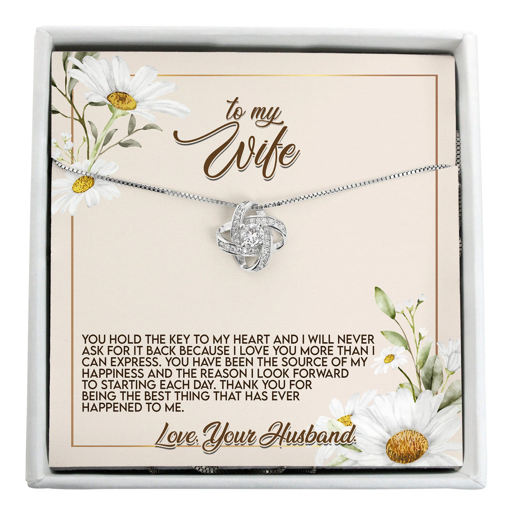 Wife gift box with sterling silver pendant necklace and personalized message card, gift for her; the perfect wife care package birthday gift