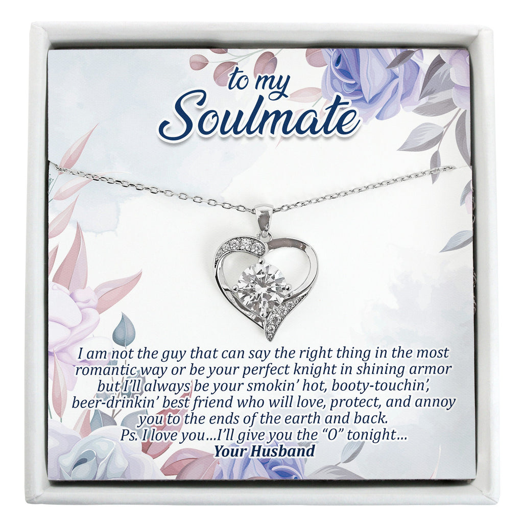 To my soulmate necklace; smokin hot soulmate giftbox, sterling silver pendant necklace and personalized message card, gift for girlfriend