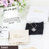 Sister of the bride gift, sterling silver necklace with personalized message card and optional spa gift box; bride gift from sister in law