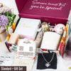 Heartwarming Silver Necklace with Custom Pendant & Sentimental Message Card - Elegant Gift Set with Scented Candle, Bath Bombs and More