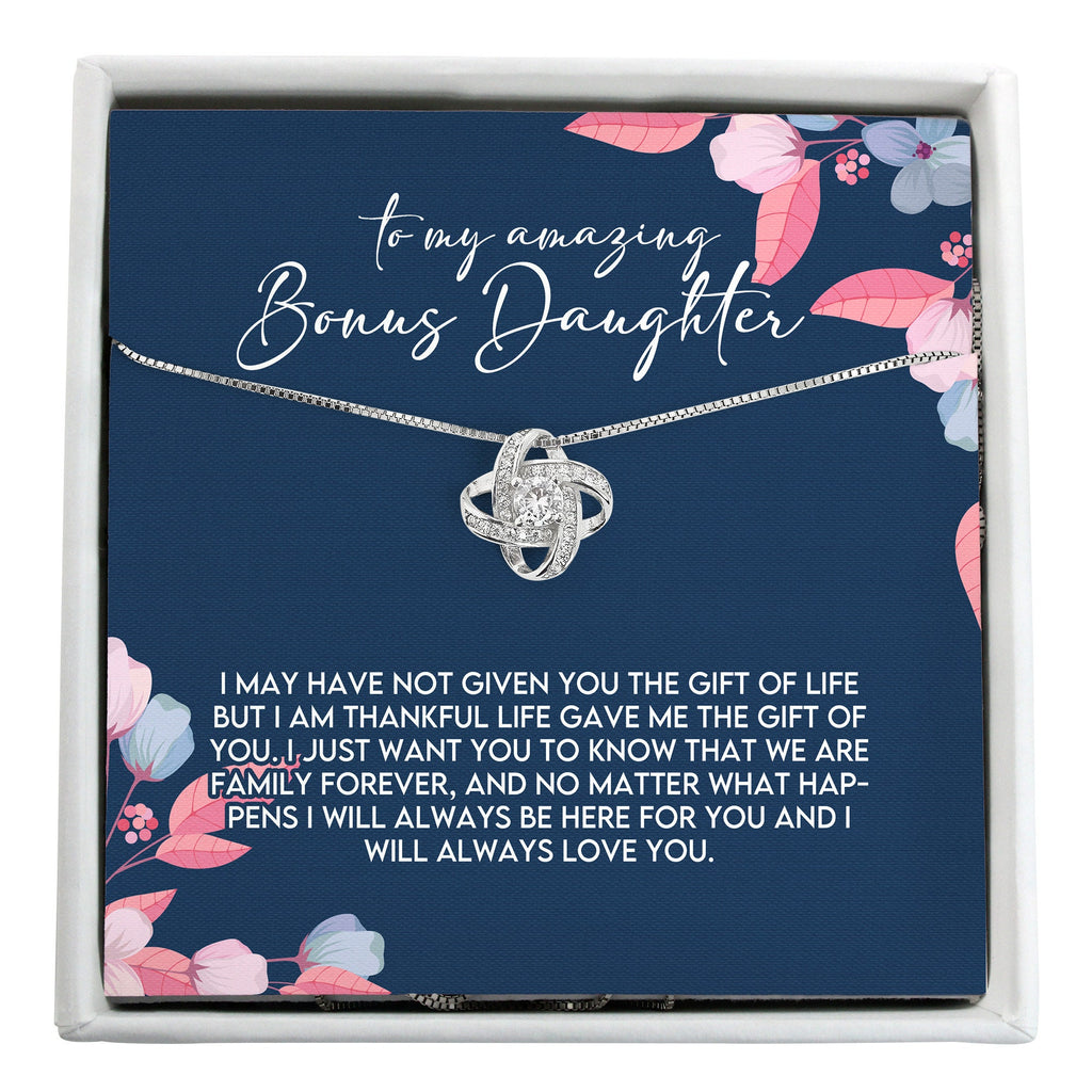 Silver Pendant Necklace w/ Personalized Message Card | Gift for Bonus Daughter, Daughter-in-Law, Stepdaughter | Unique & Sentimental Jewelry