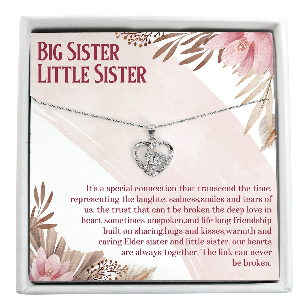 Perfect Gift for Big and Little Sister Bond, Hearts Always Together, Dainty Sterling Silver Pendant Necklace, Personalized Spa Gift for Her