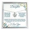 Beautiful Daughter Heart Necklace Gift Set - from a Loving Father, Silver Knot Charm Jewelry with Personalized Spa Box for Her